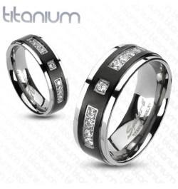 His and Her 4 Piece Black and Silver Stainless Steel and Titanium Wedding Ring Band Set Size Women's 11 Men's 07 $27.42 Sets