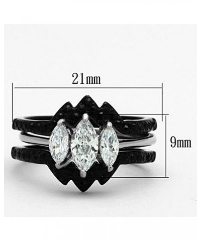 His and Her 4 Piece Black and Silver Stainless Steel and Titanium Wedding Ring Band Set Size Women's 11 Men's 07 $27.42 Sets