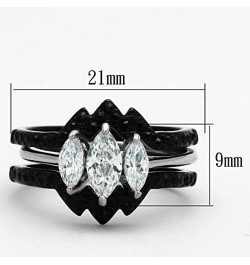 His and Her 4 Piece Black and Silver Stainless Steel and Titanium Wedding Ring Band Set Size Women's 11 Men's 07 $27.42 Sets