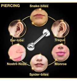 4PCS Labret Lip Rings Ball Vertical Labret Auricle Rim Forward Helix Earrings Monroe Piercing Jewelry Pick Size and Color C06...