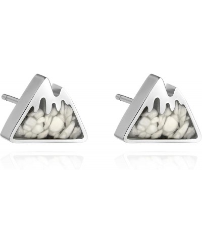 Mountain Stud Earrings for Women Small Tumbled Gemstone Chips Filled Mountain Range Earrings Stainless Steel Snow Mountain Ea...