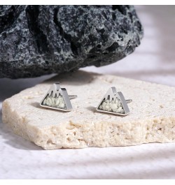 Mountain Stud Earrings for Women Small Tumbled Gemstone Chips Filled Mountain Range Earrings Stainless Steel Snow Mountain Ea...