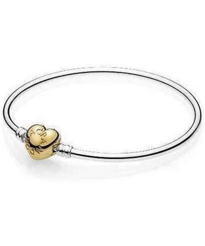 Moments Silver Charm Bangle Bracelet Shine 18k Gold Plated Logo Heart Clasp 19 Centimeters $34.65 Bracelets