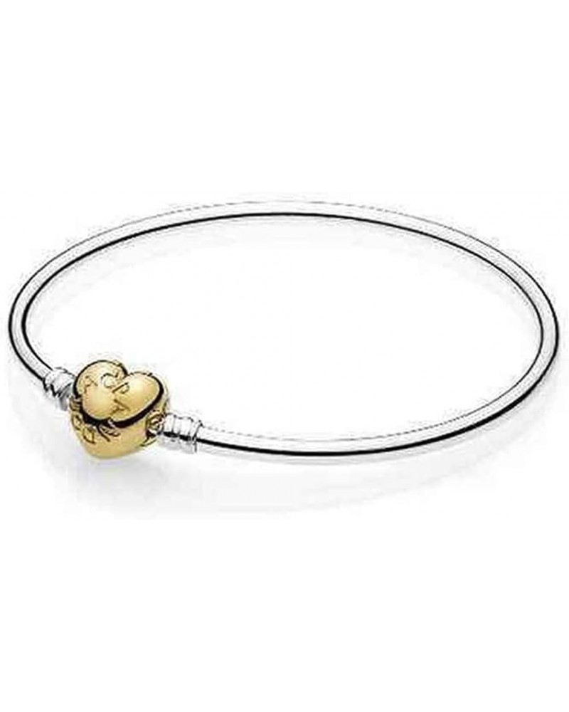 Moments Silver Charm Bangle Bracelet Shine 18k Gold Plated Logo Heart Clasp 19 Centimeters $34.65 Bracelets