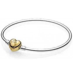 Moments Silver Charm Bangle Bracelet Shine 18k Gold Plated Logo Heart Clasp 19 Centimeters $34.65 Bracelets