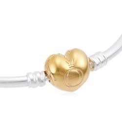 Moments Silver Charm Bangle Bracelet Shine 18k Gold Plated Logo Heart Clasp 19 Centimeters $34.65 Bracelets