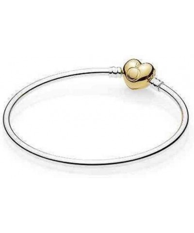 Moments Silver Charm Bangle Bracelet Shine 18k Gold Plated Logo Heart Clasp 19 Centimeters $34.65 Bracelets