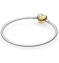 Moments Silver Charm Bangle Bracelet Shine 18k Gold Plated Logo Heart Clasp 19 Centimeters $34.65 Bracelets