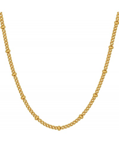 Tiny Curb Link Gold Necklace for Women with Divider Balls 24k Real Gold Plated Necklace 2.8mm 36 inches $19.72 Necklaces