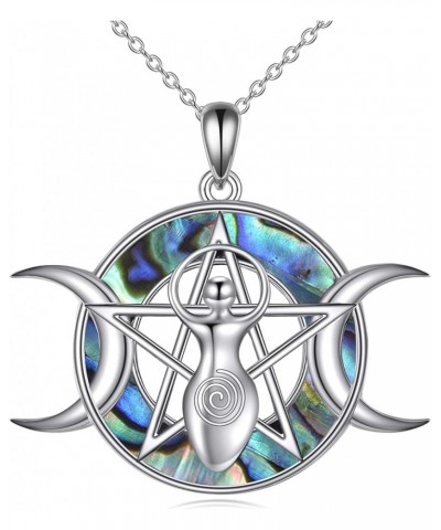 Pentagram Necklace Triple Moon Goddess Pendant 925 Sterling Silver Trinity Celtic Knot Abalone Shell Wiccan Jewelry Gift for ...