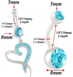 2Pcs 14g 3/8 Inch 10mm Heart Crystal Belly Button Ring Dangle Sexy Surgical Steel Cute Navel Piercing Jewelry Jet $8.88 Others