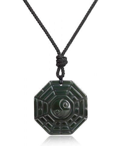 Mens Obsidian Eight Diagrams Yin Yang Pendant Necklace nylon cord $12.48 Necklaces