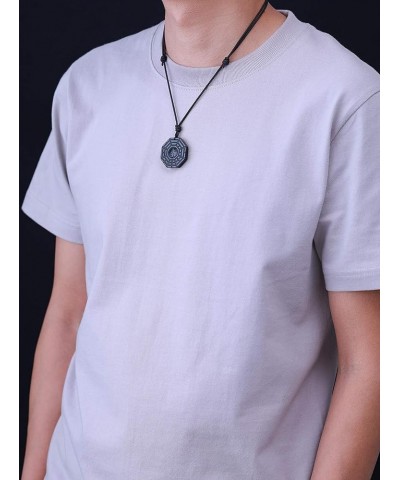 Mens Obsidian Eight Diagrams Yin Yang Pendant Necklace nylon cord $12.48 Necklaces