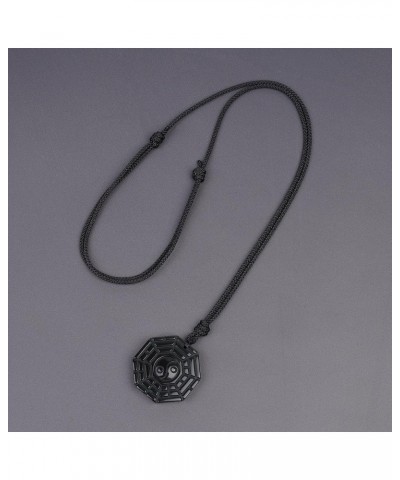 Mens Obsidian Eight Diagrams Yin Yang Pendant Necklace nylon cord $12.48 Necklaces