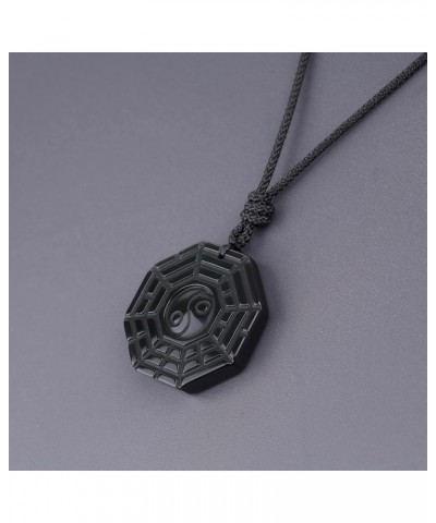 Mens Obsidian Eight Diagrams Yin Yang Pendant Necklace nylon cord $12.48 Necklaces