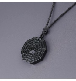 Mens Obsidian Eight Diagrams Yin Yang Pendant Necklace nylon cord $12.48 Necklaces