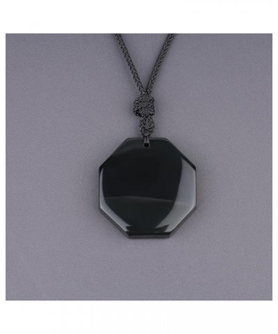 Mens Obsidian Eight Diagrams Yin Yang Pendant Necklace nylon cord $12.48 Necklaces