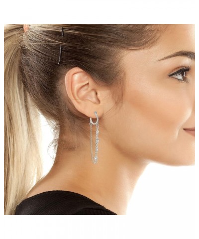 Stone Chain Hoop Earrings Stone Chain Hoop Earrings Crystal/Rhodium $11.73 Earrings