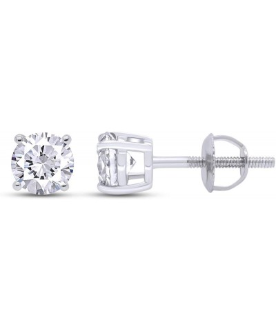 [0.04 Ctw to 0.20 Ctw] Round Cut Lab Created Moissanite Diamond Screw Back Stud Earrings In 10k Solid Gold Jewelry For Womens...