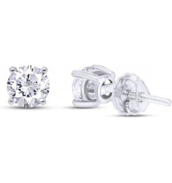 [0.04 Ctw to 0.20 Ctw] Round Cut Lab Created Moissanite Diamond Screw Back Stud Earrings In 10k Solid Gold Jewelry For Womens...