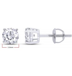 [0.04 Ctw to 0.20 Ctw] Round Cut Lab Created Moissanite Diamond Screw Back Stud Earrings In 10k Solid Gold Jewelry For Womens...