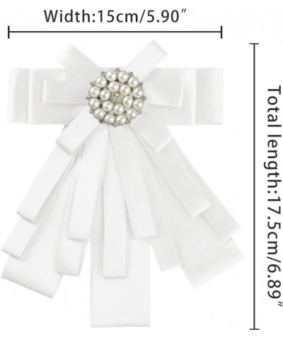 Women's Pre-tied Bowknot Beads Bow Tie Elegant Ribbon Brooch White $9.45 Brooches & Pins