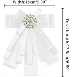 Women's Pre-tied Bowknot Beads Bow Tie Elegant Ribbon Brooch White $9.45 Brooches & Pins