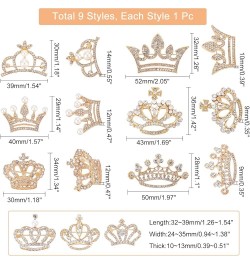 9Pcs 9 Styles Crystal Rhinestone Crown Brooch Pin for Women Open Pave Crystal Wedding Brooch Scarf Pin Gift for Women Womens ...