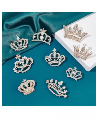 9Pcs 9 Styles Crystal Rhinestone Crown Brooch Pin for Women Open Pave Crystal Wedding Brooch Scarf Pin Gift for Women Womens ...