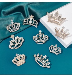 9Pcs 9 Styles Crystal Rhinestone Crown Brooch Pin for Women Open Pave Crystal Wedding Brooch Scarf Pin Gift for Women Womens ...