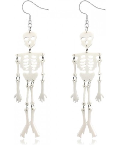 Halloween Skeleton Skull Earrings for Women Girls Gothic Skeleton Long Dangle Drop Earrings Acrylic Jointed Skeleton Earrings...