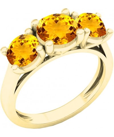 18K 6.5 MM Center & 5.5 MM Side Round Gemstone Ladies Bridal 3 Stone Engagement Ring, Yellow Gold Citrine $276.16 Rings