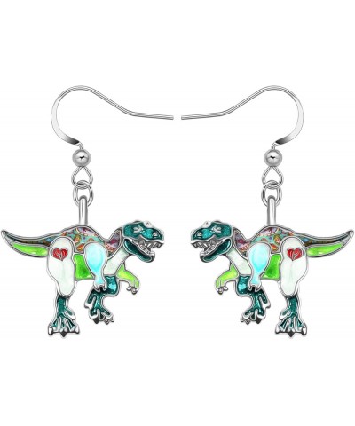 Enamel Alloy Creative Cute Animal Dinosaur Tyrannosaurus Rex Triceratops Dangle Drop Earrings for Women Girls Animal Charms J...