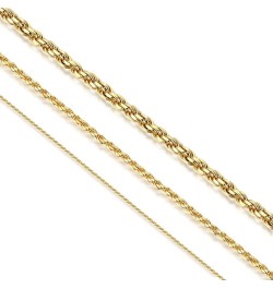 Yellow Gold or Rhodium Plated Sterling Silver 1.4mm-5.0mm Twist Rope Chain Necklace for Women Men, 16-28 inches 16.0 Inches y...