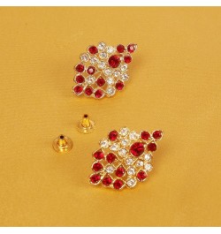 Indian Bollywood Artistic stud designer Earrings jewelry in Gold or Silver Tone For Women. D320 Red $9.34 Earrings