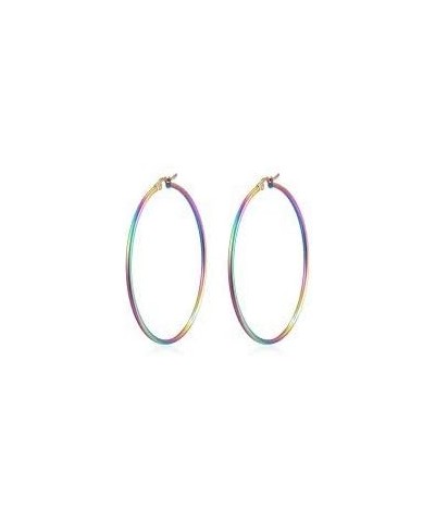 Pair Womens Large Huggie Hinged Hoop Earrings, Classic Party 5CM Rainbow $7.64 Others