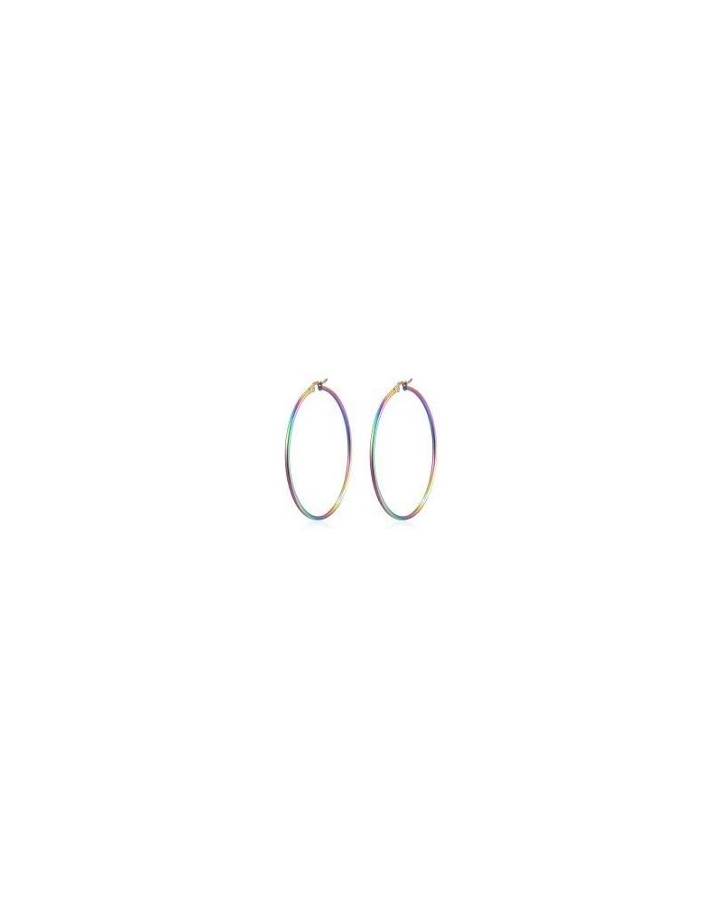 Pair Womens Large Huggie Hinged Hoop Earrings, Classic Party 5CM Rainbow $7.64 Others