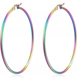 Pair Womens Large Huggie Hinged Hoop Earrings, Classic Party 5CM Rainbow $7.64 Others