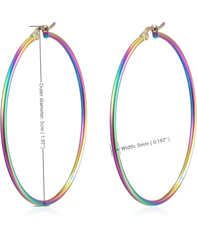 Pair Womens Large Huggie Hinged Hoop Earrings, Classic Party 5CM Rainbow $7.64 Others