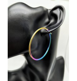 Pair Womens Large Huggie Hinged Hoop Earrings, Classic Party 5CM Rainbow $7.64 Others