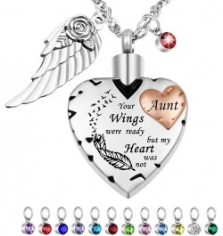 Heart Cremation Necklace for Ashes Cremation Jewelry with 12 Birthstones Urn Necklace for Ashes-Your Wings were Ready but My ...