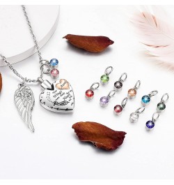 Heart Cremation Necklace for Ashes Cremation Jewelry with 12 Birthstones Urn Necklace for Ashes-Your Wings were Ready but My ...