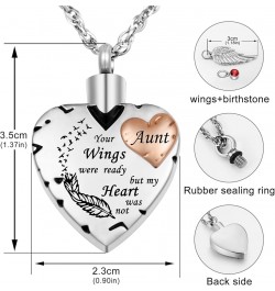 Heart Cremation Necklace for Ashes Cremation Jewelry with 12 Birthstones Urn Necklace for Ashes-Your Wings were Ready but My ...