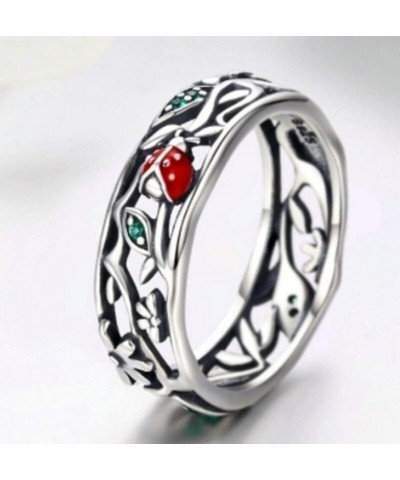 Sealinkea Hollow Ladybug Vine Leaf Ring Ring Classic Fashion Ladies Jewelry 11 $11.79 Rings