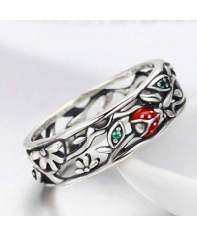 Sealinkea Hollow Ladybug Vine Leaf Ring Ring Classic Fashion Ladies Jewelry 11 $11.79 Rings