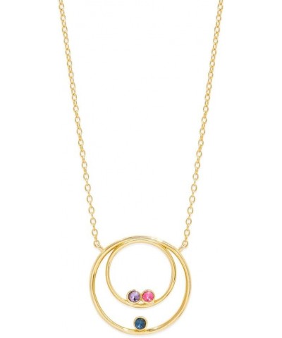 Gold Circle Mother & Child 3 Birthstone Necklace - Mother's Necklaces - Mother's Day Gifts $59.78 Necklaces