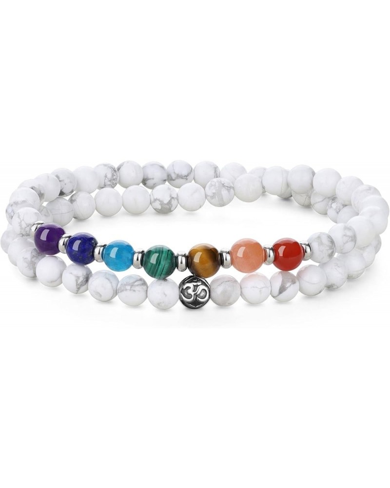 OM Crystal 7 Chakra Bracelet for Women Howlite 18.4 Centimeters $13.34 Bracelets