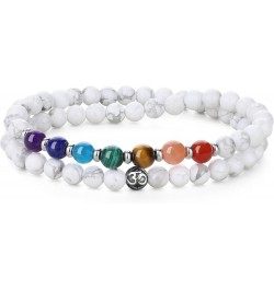 OM Crystal 7 Chakra Bracelet for Women Howlite 18.4 Centimeters $13.34 Bracelets