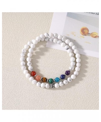 OM Crystal 7 Chakra Bracelet for Women Howlite 18.4 Centimeters $13.34 Bracelets