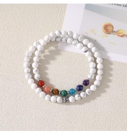 OM Crystal 7 Chakra Bracelet for Women Howlite 18.4 Centimeters $13.34 Bracelets